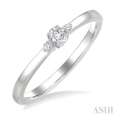 1/10 Ctw Three Stone Oval and Round Cut Diamond Petite Fashion Ring in 10K White Gold